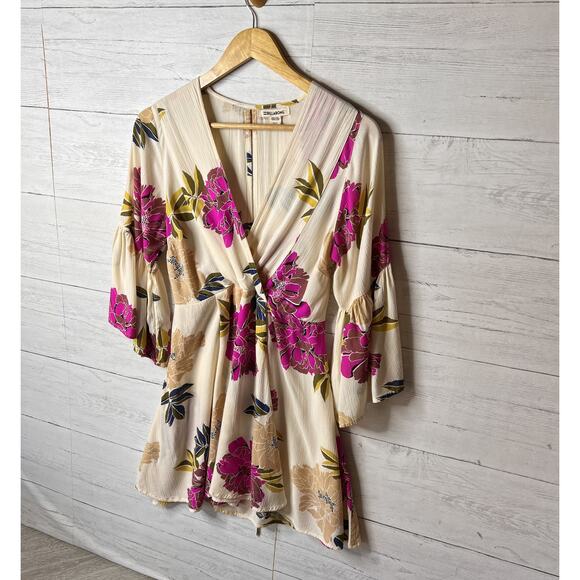 Billabong Dress Womens Size Small Divine Floral Faux Wrap Mini Colorful - Picture 5 of 16